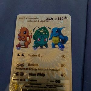 Charmander bulbasaur and squirtle gx gold Pokémon card